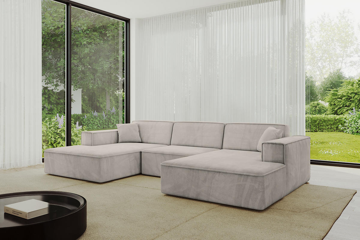 WOHNLANDSCHAFT IREA-U1-v4 - 303x171x79 cm Hellbraun - Hellbraun, Holzwerkstoff/Textil (303/79/171cm) - ALTDECOR