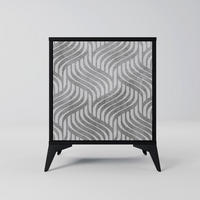 SIDEBOARD CONCRETE MOVEMENT, Schwarz, 57,5x42x70,5 cm, Schwarze Metall-Sternfüße - Multicolor/Schwarz, Holzwerkstoff/Metall (57.5/70.5/42cm) - SpaceRebels