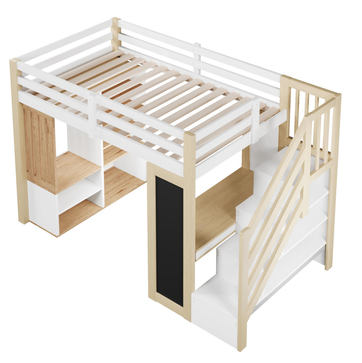 HOCHBETT 90/200 cm Weiß/Natur mit LED und Lattenrost - Weiß, Holz (90/200cm) - MIVRAY