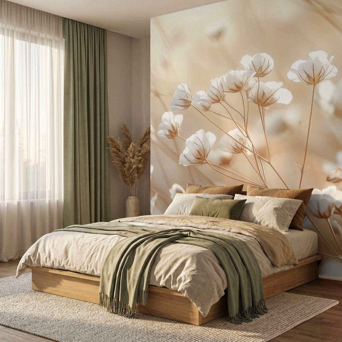 TAPETE - Wild - Blumen - Weiß - 240x300 cm - Creme, Papier (240/300cm) - OnlyWow