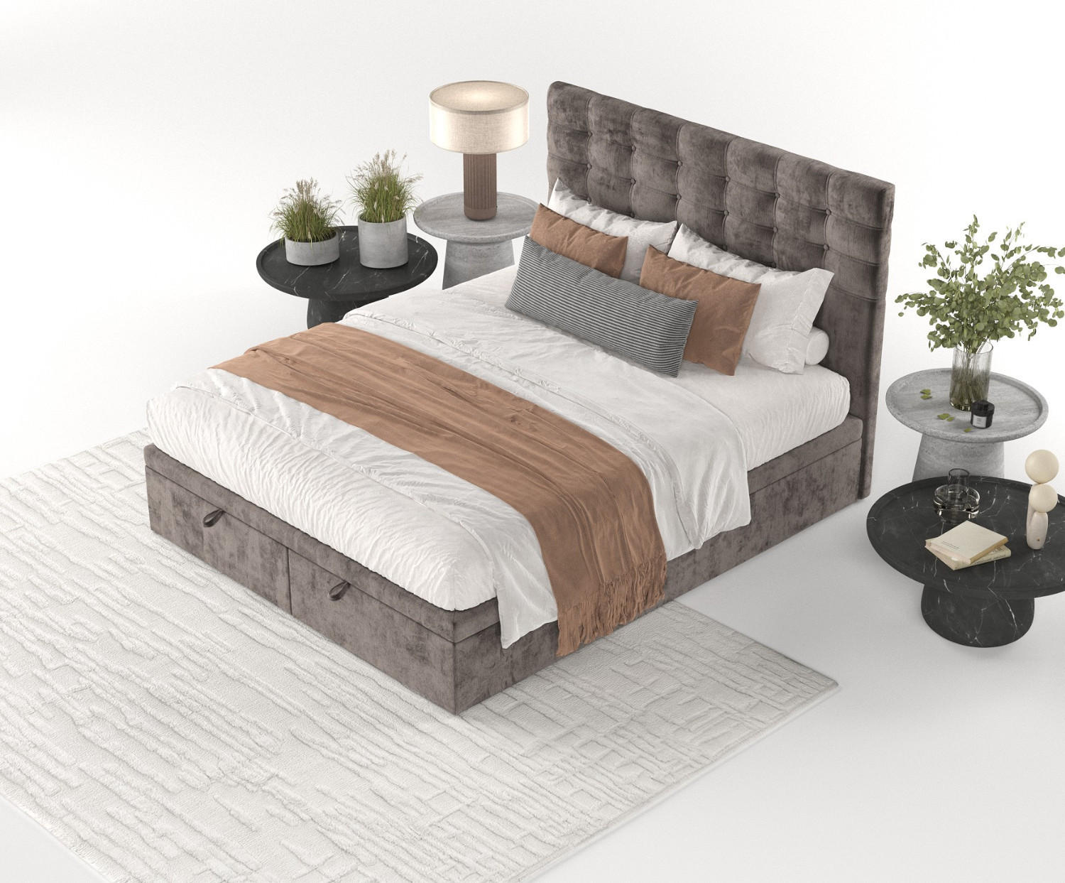 Thumbnail - AltaBeds Polsterbett, Braun, Textil, Buche, Kiefer, 180x200 cm, Oeko-Tex® Standard 100, Handmade in Europe, Schlafzimmer...