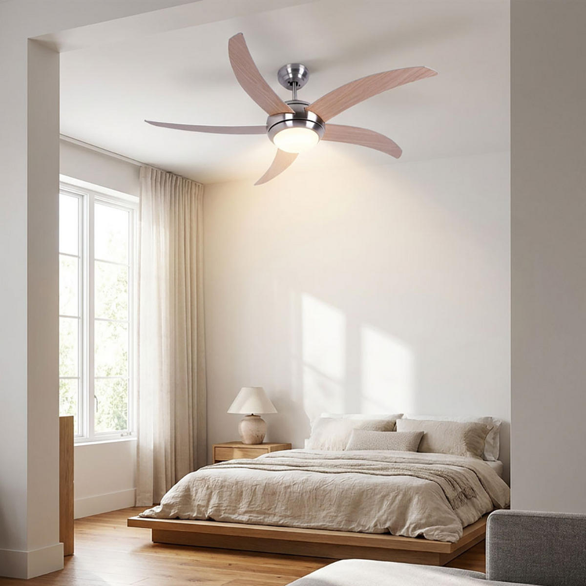 DECKENLEUCHTE Holzoptik Braun mit Fernbedienung - Braun, Glas (132/41/41cm)