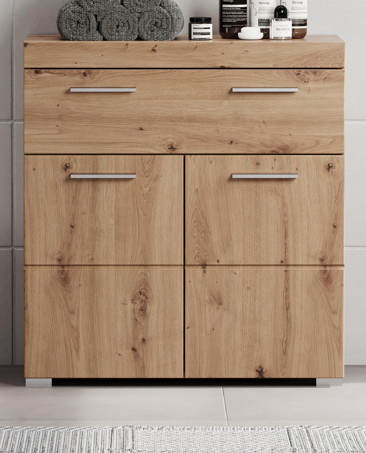 BADKOMMODE Asteiche 73 x 79 cm, Badzimmer Kommode mit viel Stauraum - Eichefarben, Holzwerkstoff/Kunststoff (73/79/31cm) - Top.Furn