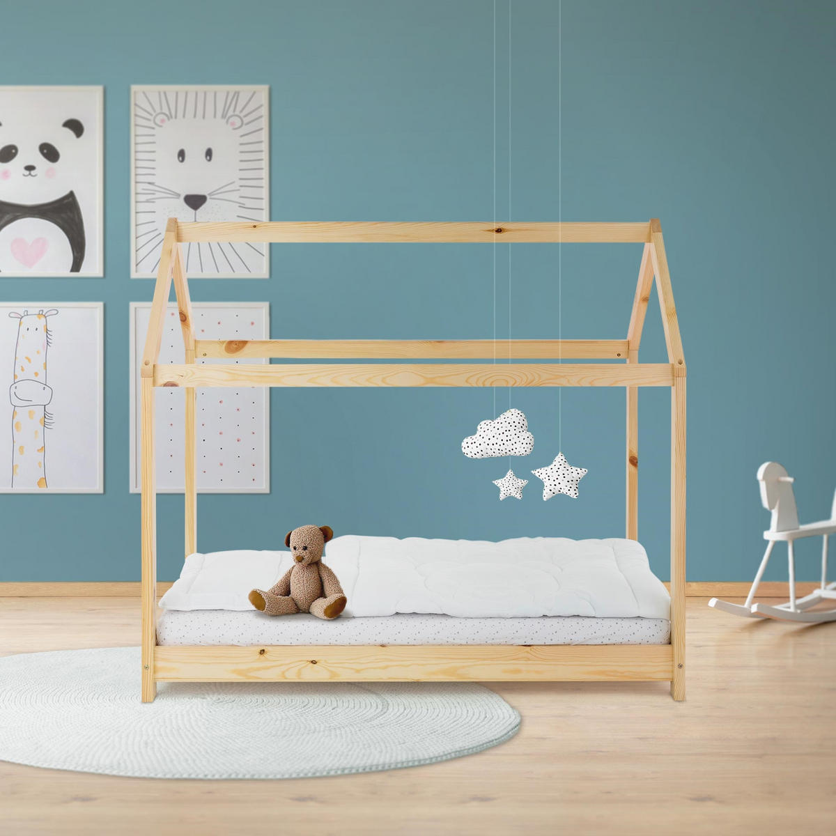 KINDERBETT mit Dach 70x140 cm Natur - Naturfarben, Holz (70/140cm) - ML-DESIGN