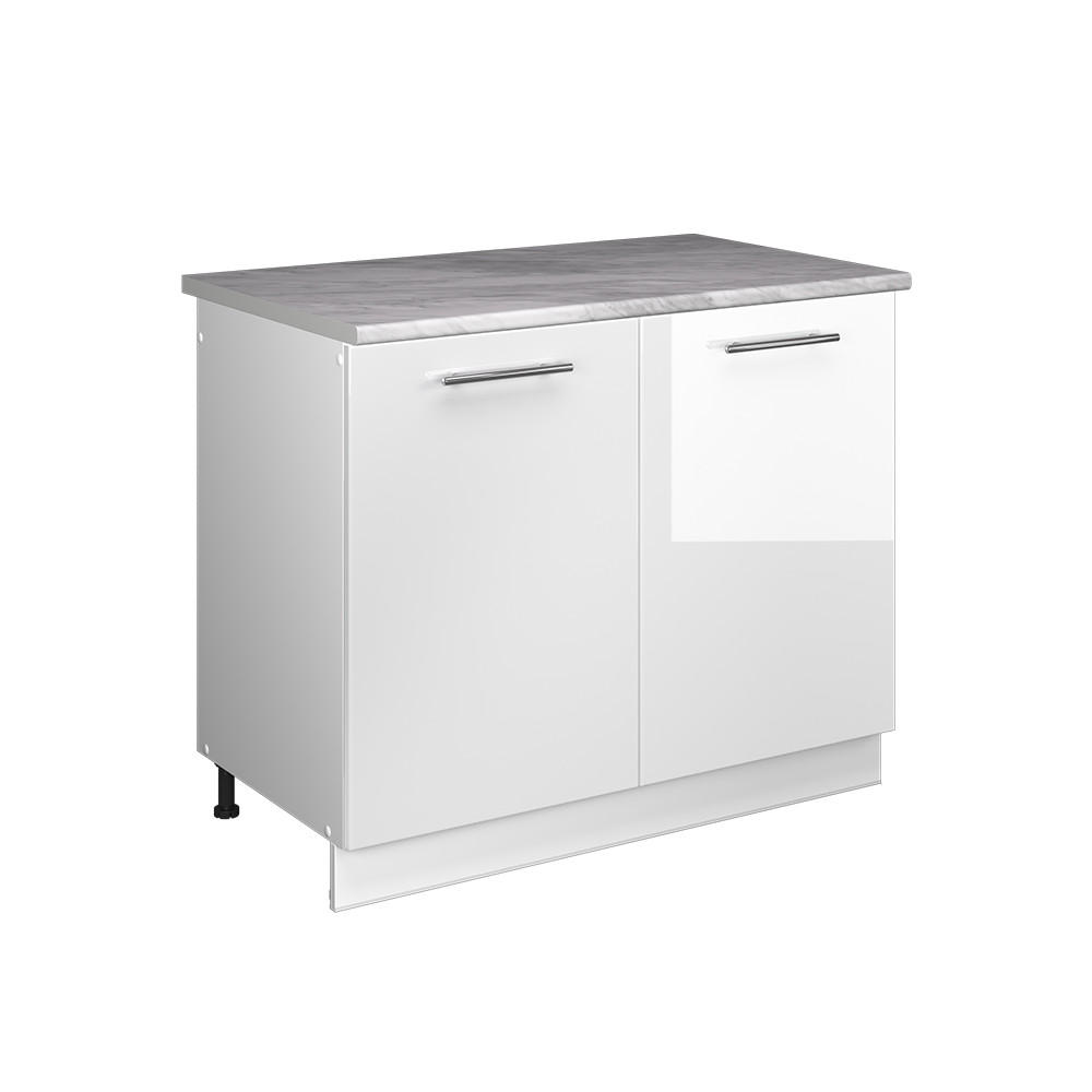 DISKBÄNKSSKÅP Fame-Line, Vit högblank/Vit, 100 cm, AP Marble Vit högglans, Vit 82/100/60 cm