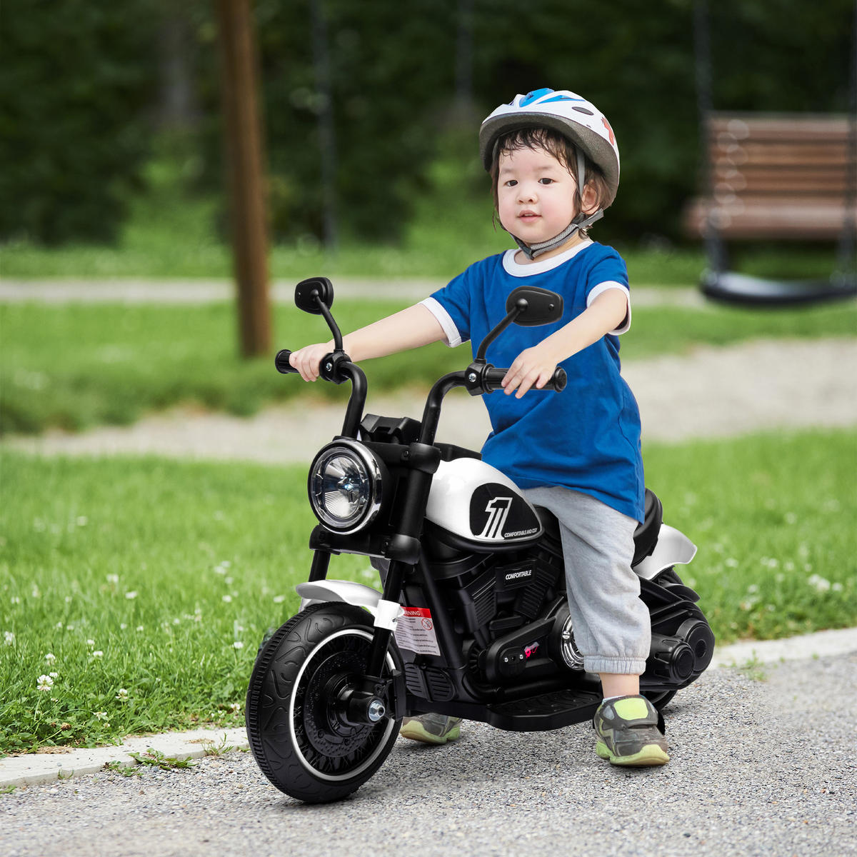 ELEKTROMOTORRAD - Schwarz/Weiß, Kunststoff/Metall (76/42/57cm) - HOMCOM