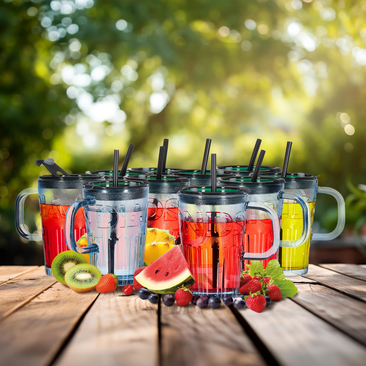 10XTRINKGLÄSER - Grau, Glas/Kunststoff - Relaxdays