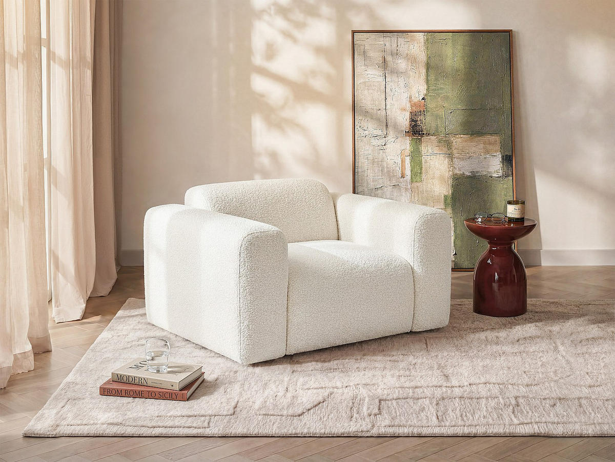 SESSEL mit gerader Rückenlehne - 1 Person - stoff - weiß Pogni - Weiß, Textil (130/67/97cm) - Vente-Unique