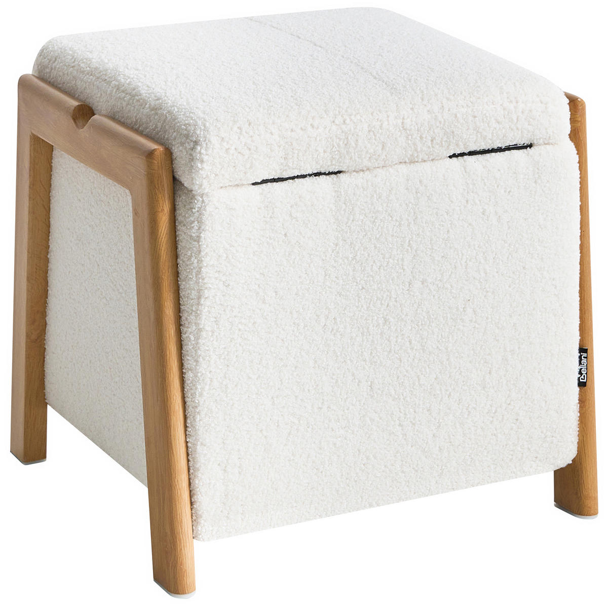 POUF cu spațiu de depozitare bouclé 45 cm alb Edland - alb, material textil (45/44/43cm) - Beliani