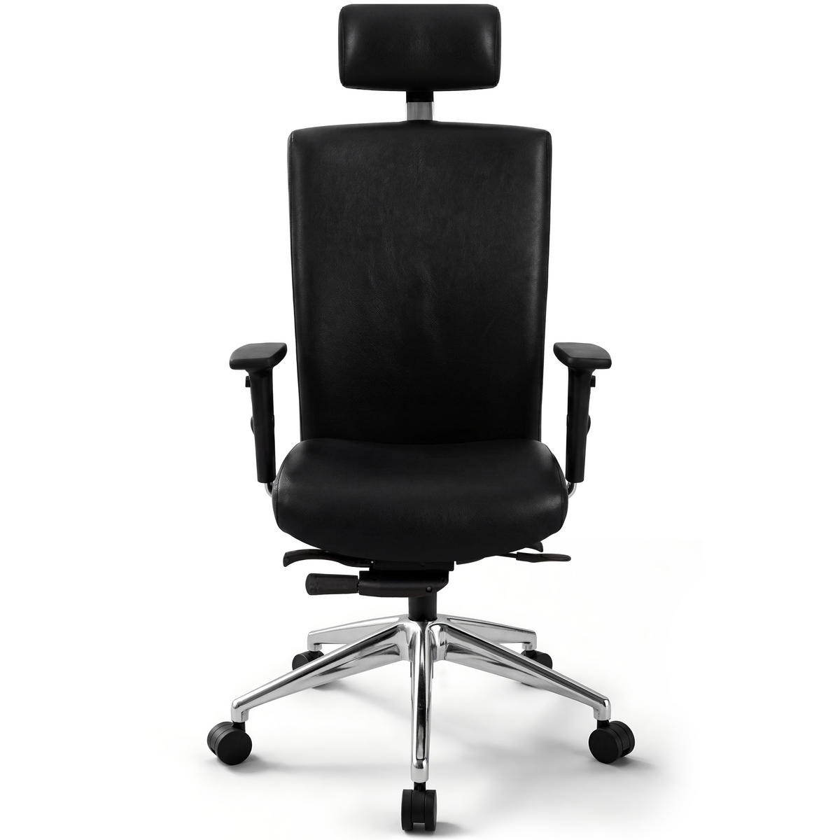 CHEFSESSEL Terox Leder Schwarz - ergonomisch, 150 kg belastbar, Sitzhöhe 48-60cm - Schwarz, Kunststoff/Textil (65/112/60cm) - Versee