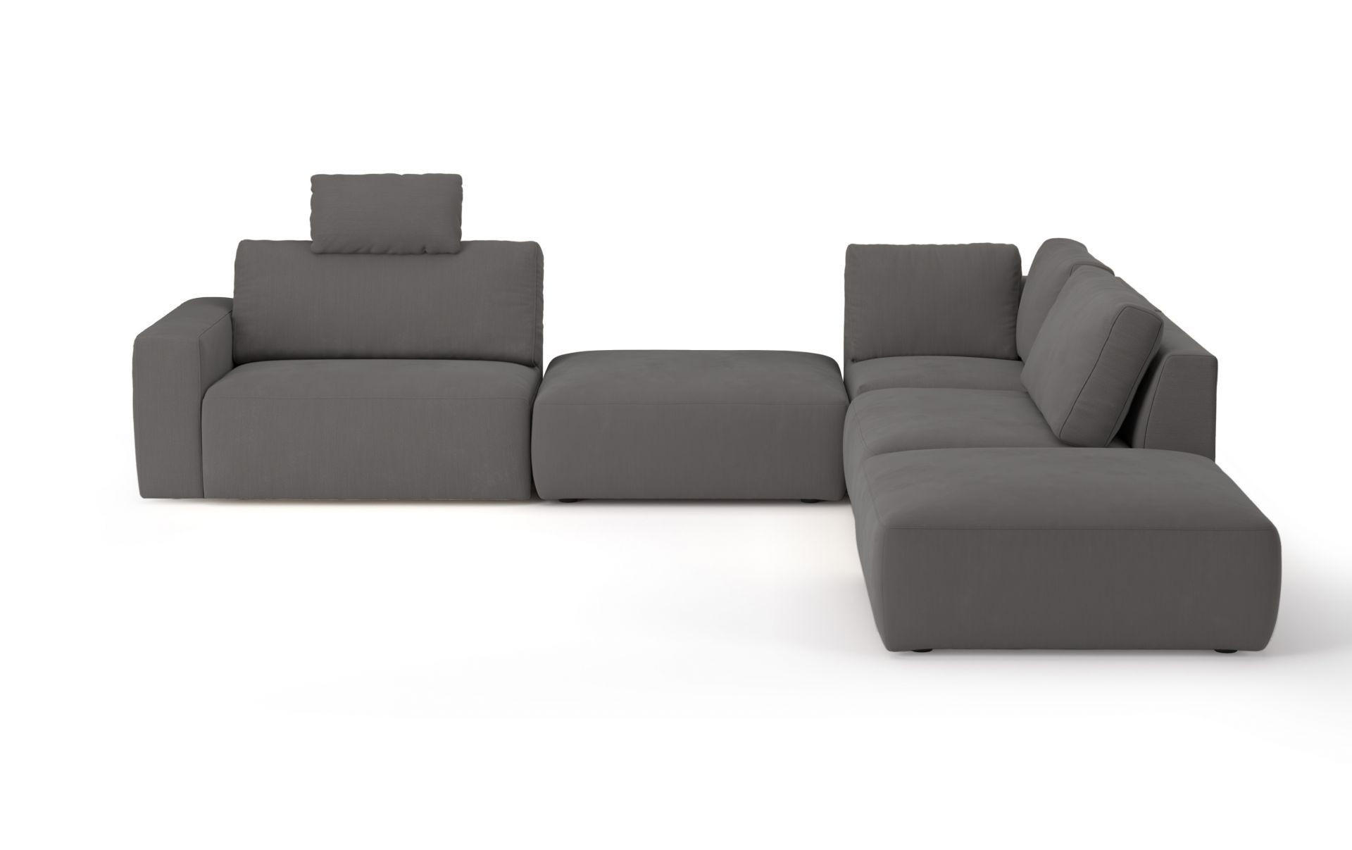 ECKSOFA hochwertige und außergewöhnliche Handwerkskunst - Dunkelgrau/Schwarz, Holz/Kunststoff (373/345cm) - Cotta