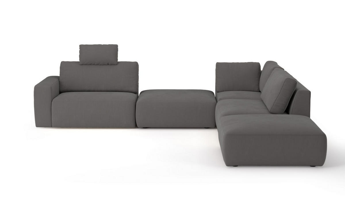 ECKSOFA hochwertige und außergewöhnliche Handwerkskunst - Dunkelgrau/Schwarz, Holz/Kunststoff (373/345cm) - Cotta