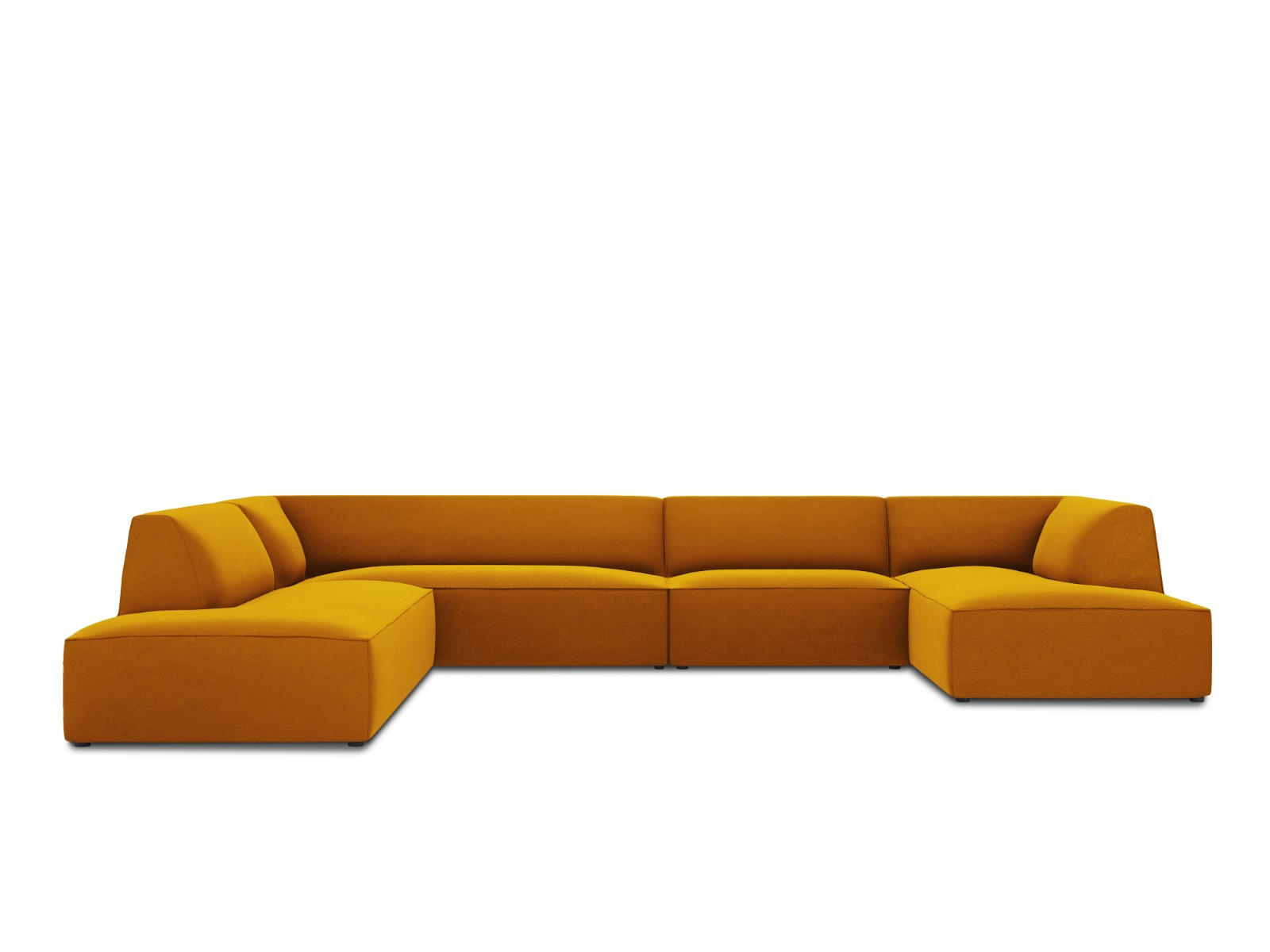 PANORAMASOFA links Ruby aus Samt gelb 7 Sitzplätze - Gelb, Textil (273/69/366cm) - Micadoni