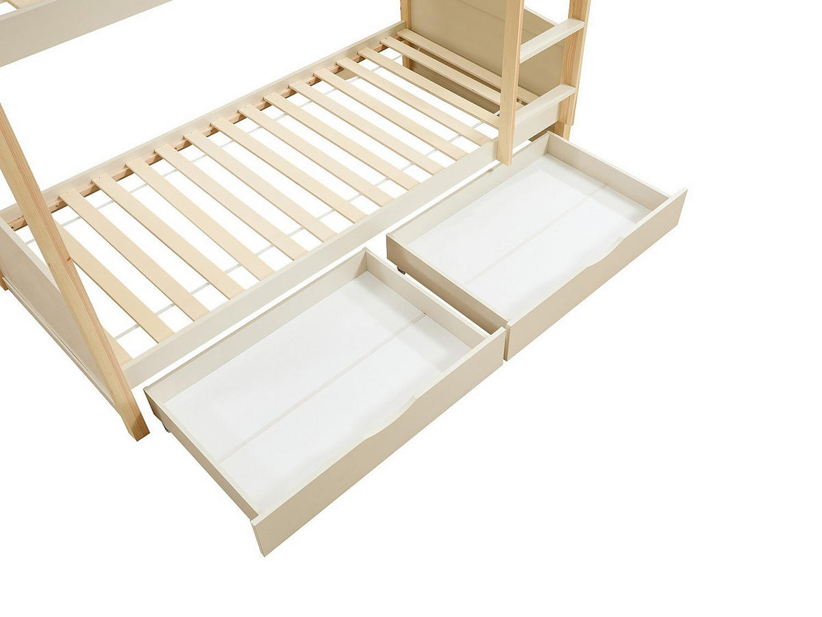ETAGENBETT - 2 Personen - holz - beige Limodara - Weiß, Holz (90/200cm) - Vente-Unique