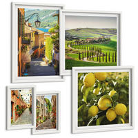 BILDER SET 5er Set - 50x50 cm & 20x30 cm & 40x60 cm Weißer Rahmen - Zitat über New Yorker Landschaften - Weiß, Kunststoff (40/60cm) - TULUP