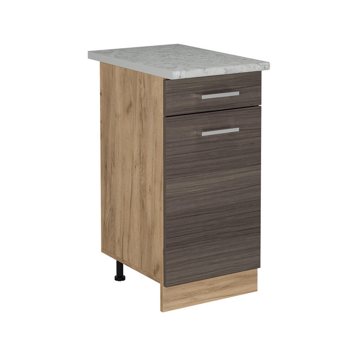 KÜCHENUNTERSCHRANK R-Line Edelgrau 40 cm AP Marmor - Honigeiche/Eiche Wotan, Holzwerkstoff (40/81.6/60cm) - Vicco