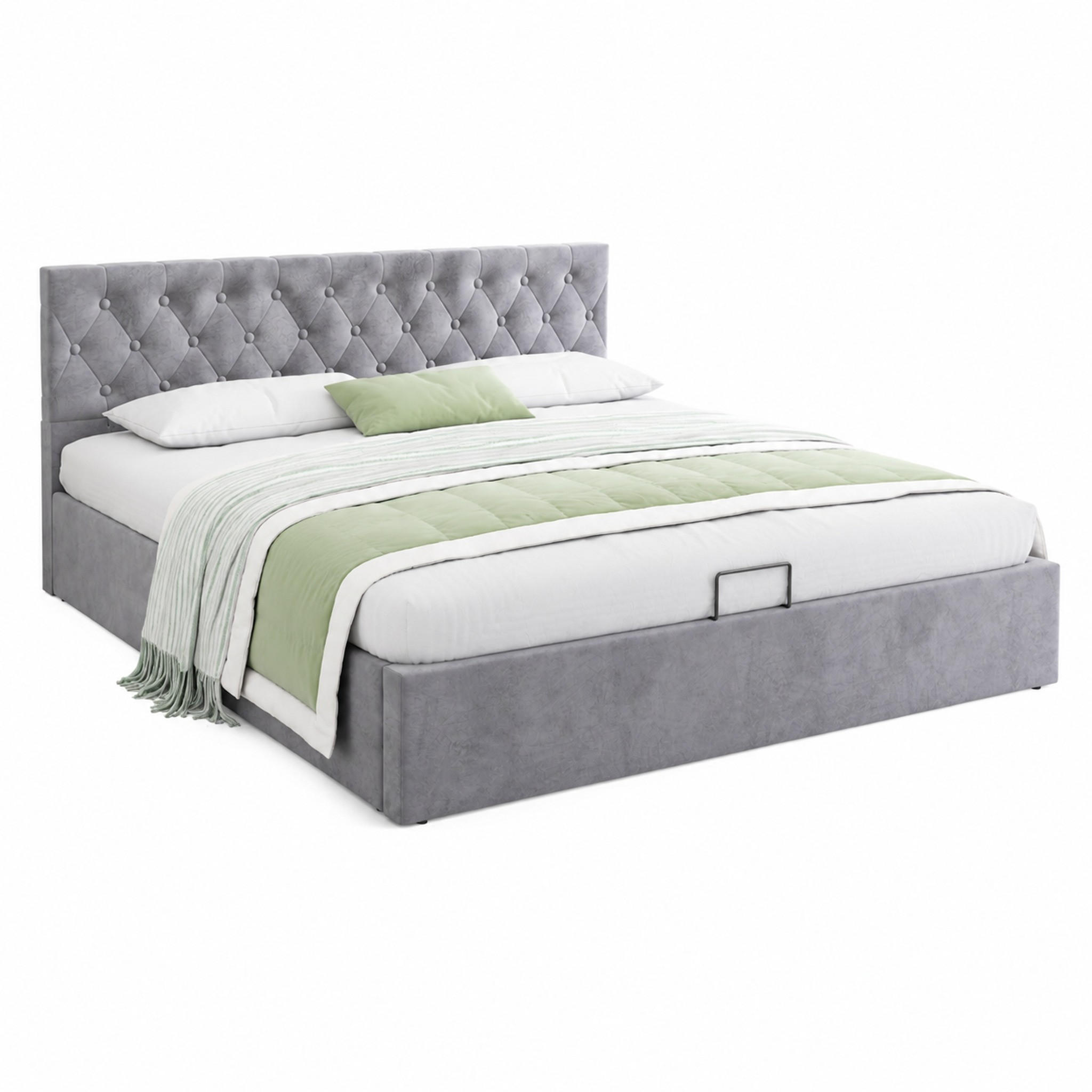 POLSTERBETT mit Stauraum 180x200 cm Samt Grau - Grau, Metall (180/200cm) - Meubliv