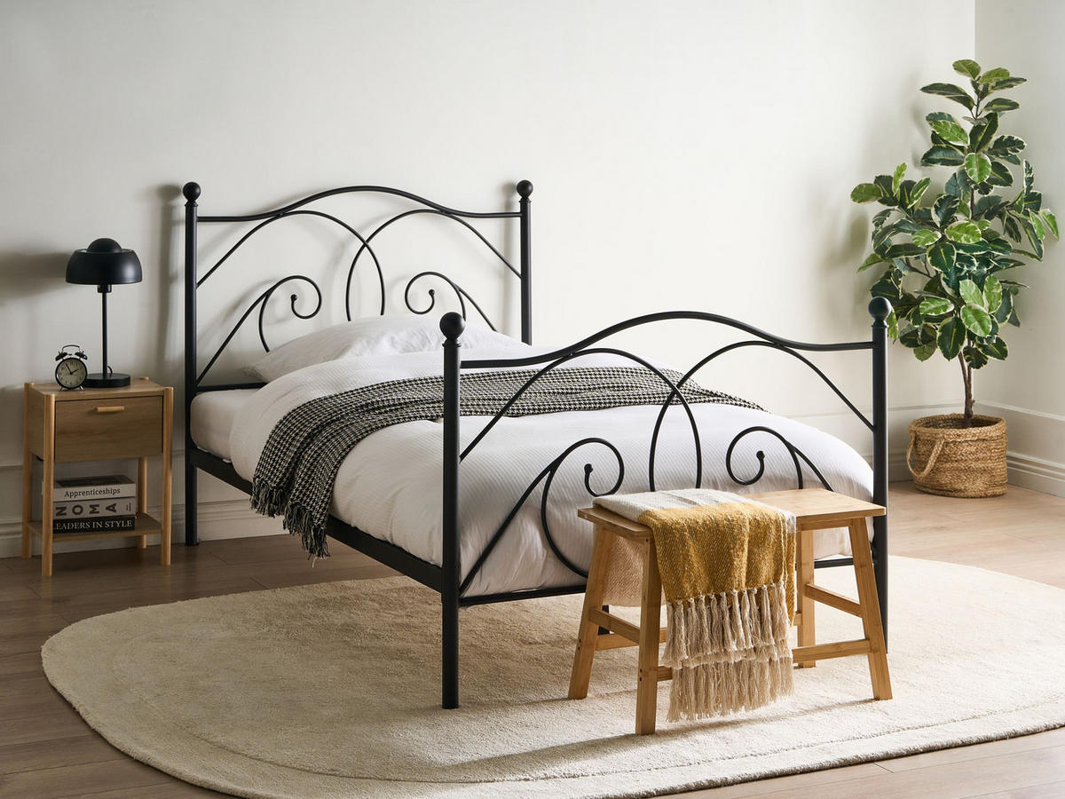 BETT mit Lattenrost 120/200 cm Schwarz Dinard - Schwarz, Metall (120/200cm) - Beliani