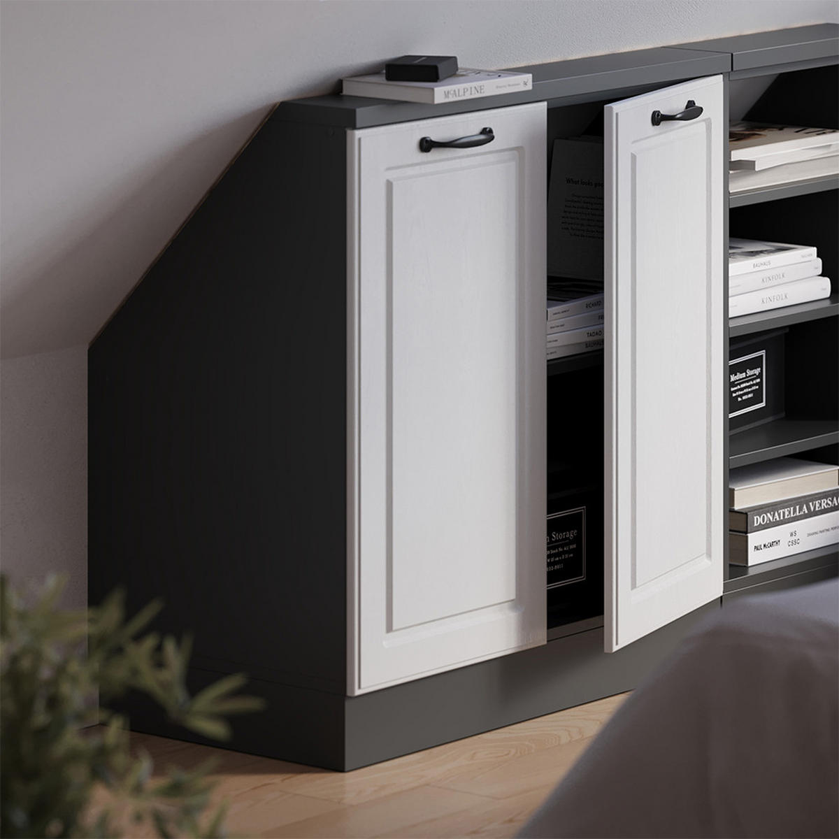 ŠIKMÁ SKRIŇA Rion Biely vidiecky dom/antracit - biela, kompozitné drevo (80/81.6/46cm) - Vicco