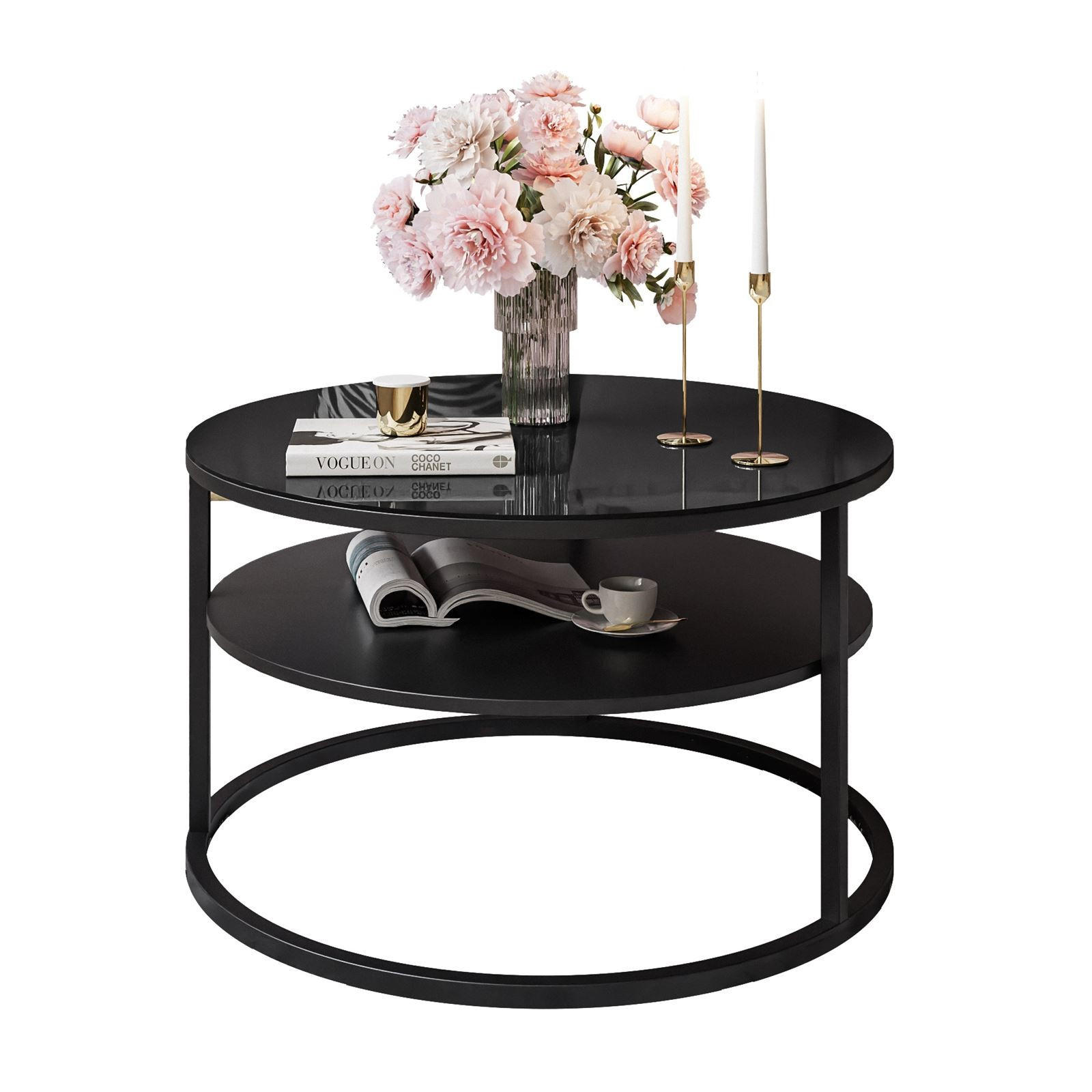 COUCHTISCH CIRI GLASS mit Regal - Weiß, Glas (70/70/47.4cm) - Lookway