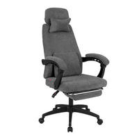 BÜROSTUHL mit ausziehbarer Fußstütze grau - Grau, Metall (100/119/66cm) - COSTWAY
