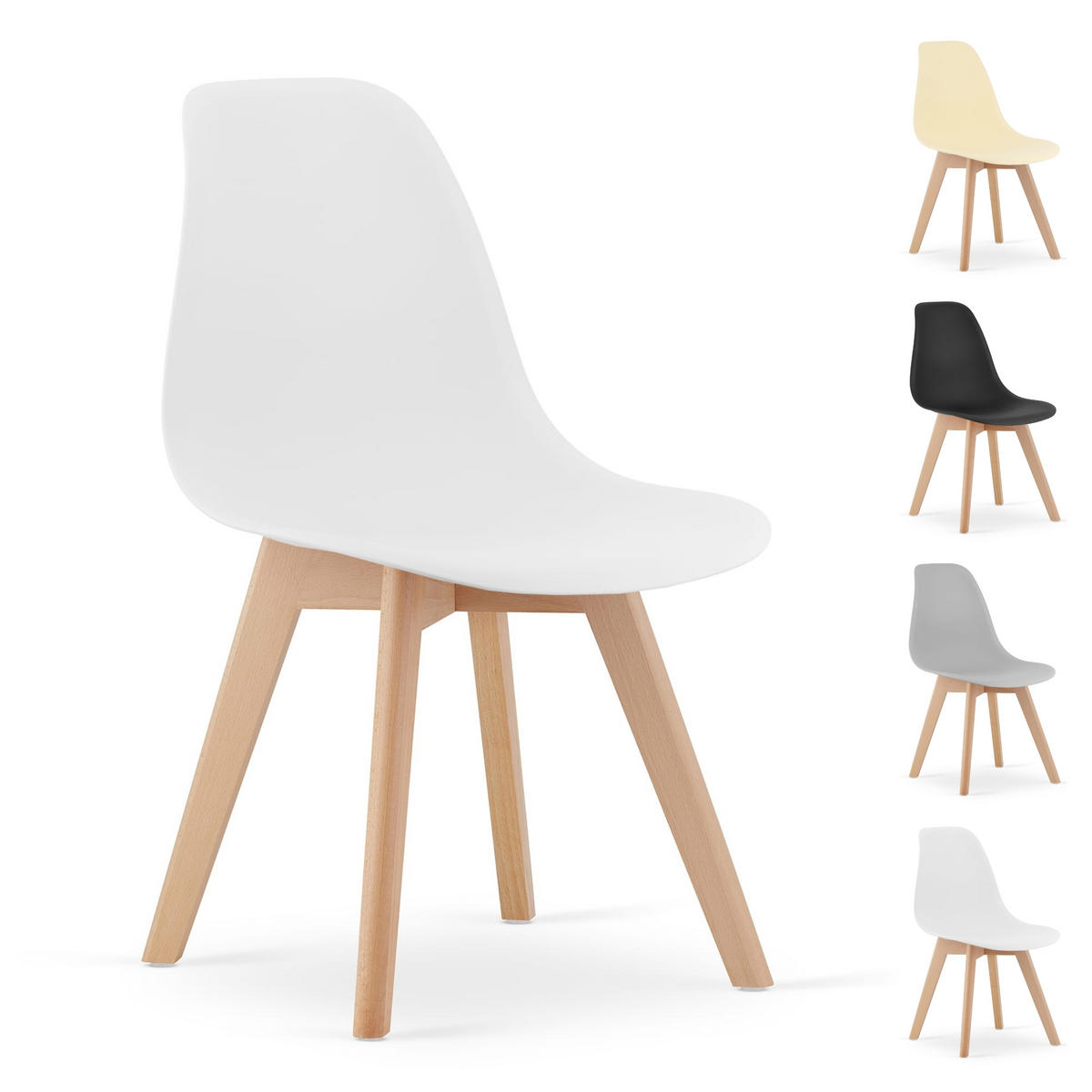 STUHL ATRI 1 Stück, Weiß Hölzerne Buchenbeine - Weiß, Holz/Textil (46/80/55cm) - Komodee