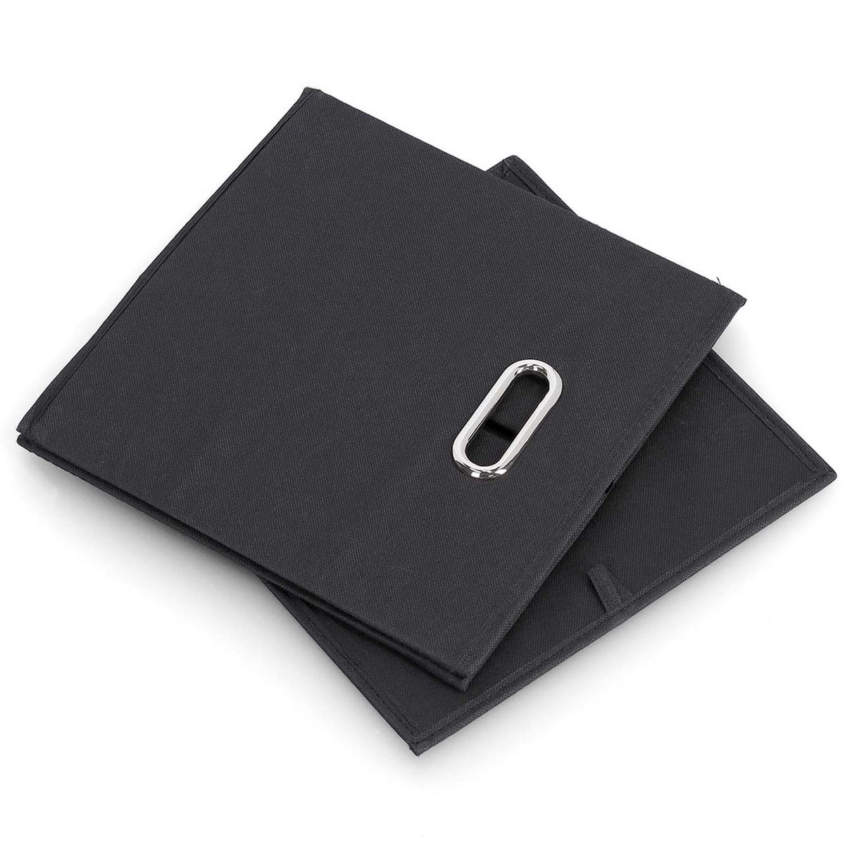 AUFBEWAHRUNGSBOXEN mit Griff, 12 Stück - Vlies, Schwarz - Schwarz, Textil (32/32cm) - Zeller Present