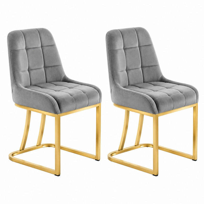 ESSSTUHL gepolstert 2er-Set Samt Dunkelgrau Metallgestell - Dunkelgrau, Metall (39/84/45cm) - Meubliv