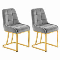 ESSSTUHL gepolstert 2er-Set Samt Dunkelgrau Metallgestell - Dunkelgrau, Metall (39/84/45cm) - Meubliv