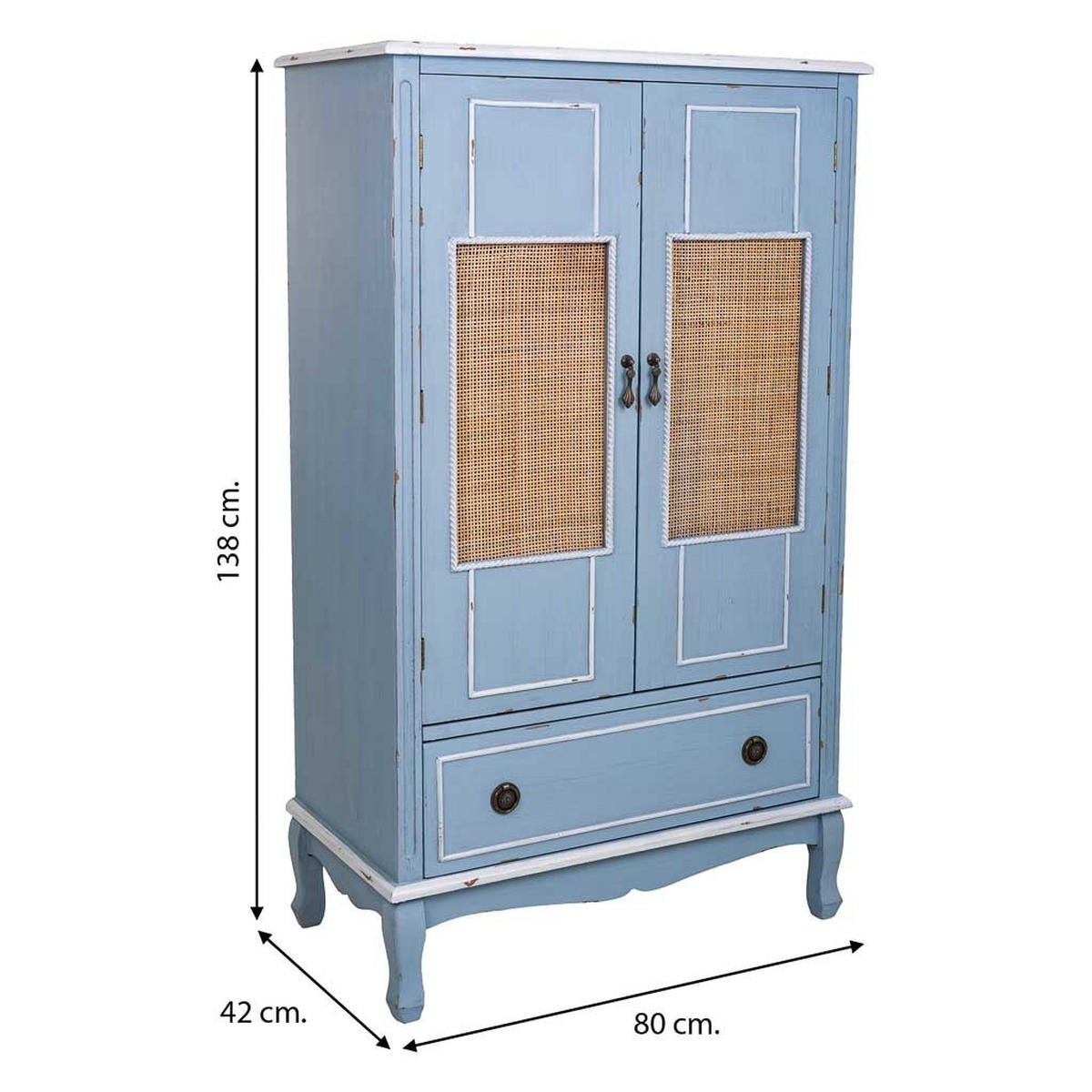 SCHRÄNKE aus Holz 80x42x138 cm - Blau, Holz (80/138/42cm) - Wanderlust