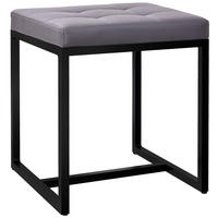 SITZWÜRFEL eckig 40/40/48 cm Lederlook grau - Schwarz/Grau, Textil/Metall (40/48/40cm) - CLP