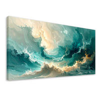 LEINWANDBILD Abstraktion 100x50cm - Türkis, Textil (100/50cm) - Feeby