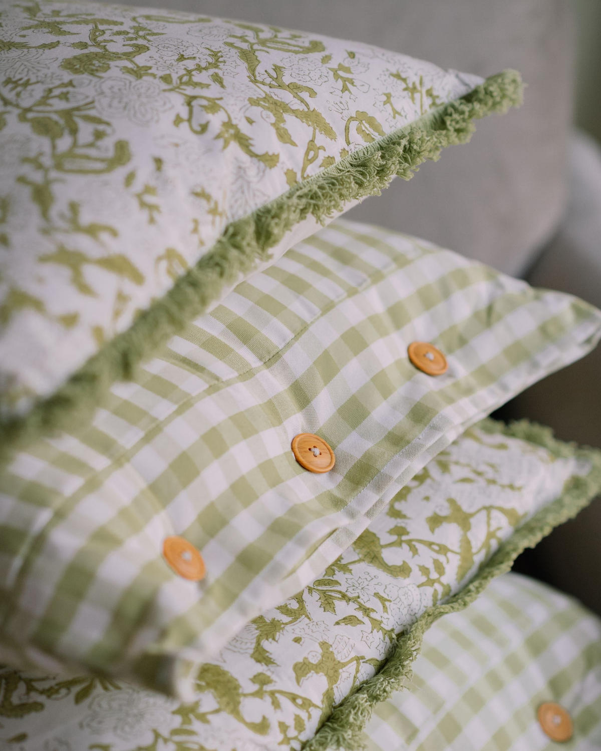 DEKOKISSEN 2er-Set Hellgrün 45/45 cm Filix - Hellgrün, Naturmaterialien/Textil (45/45cm) - Beliani