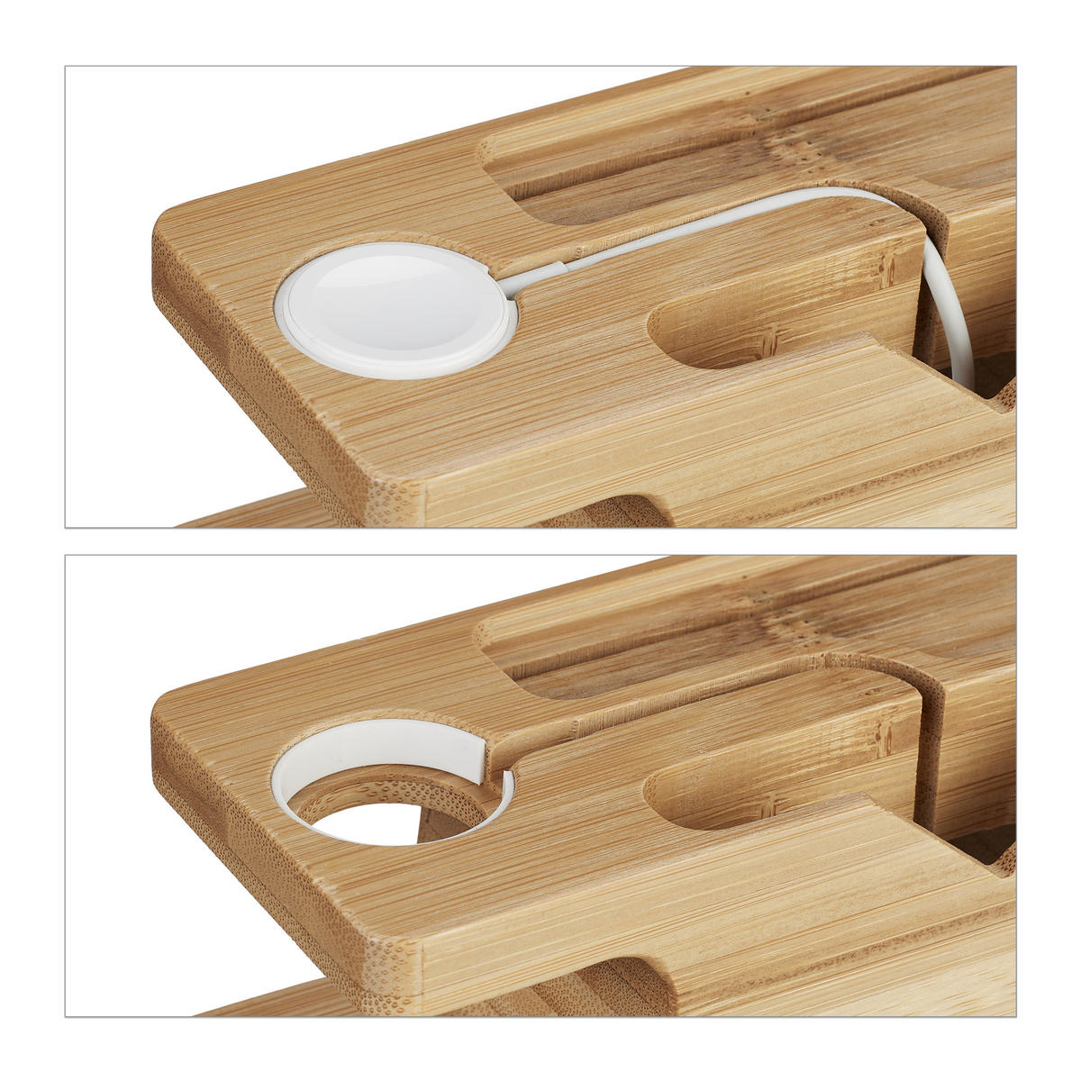 LADESTATION - Hellbraun, Holz (6.5/14/6cm) - Relaxdays