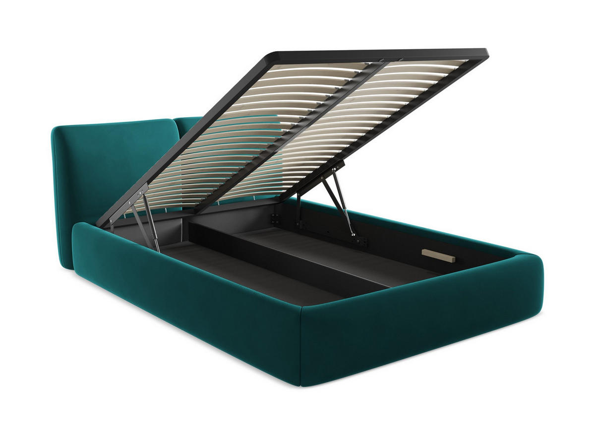 POLSTERBETT mit Bettkasten und Lattenrost 190x215 Rot - Rot/Weinrot, Kunststoff/Textil (140/200cm) - Makamii