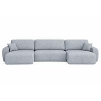 ECKSOFA Mit Schlaffunktion Und Bettkasten U-Form Ariel U, Chenille-Stoff Artico, Cement - Hellgrau, Holz (342/142cm) - Kaiser Möbel
