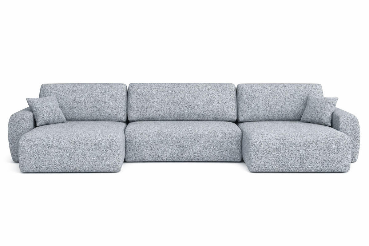 ECKSOFA Mit Schlaffunktion Und Bettkasten U-Form Ariel U, Chenille-Stoff Artico, Cement - Hellgrau, Holz (342/142cm) - Kaiser Möbel