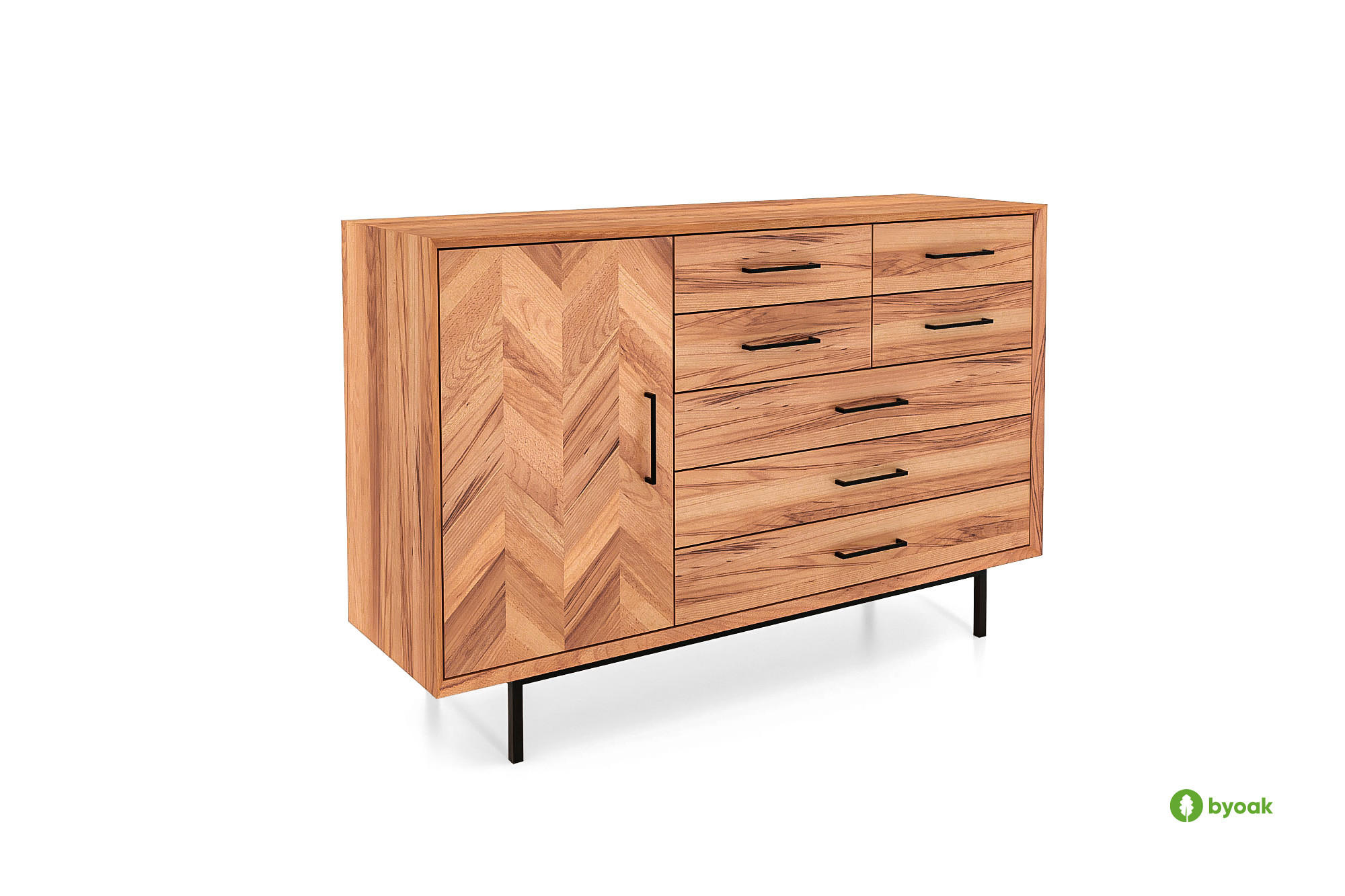 KOMMODE BREIT LEON Kernbuche - Kernbuche, Holz (144/95/45cm) - byoak