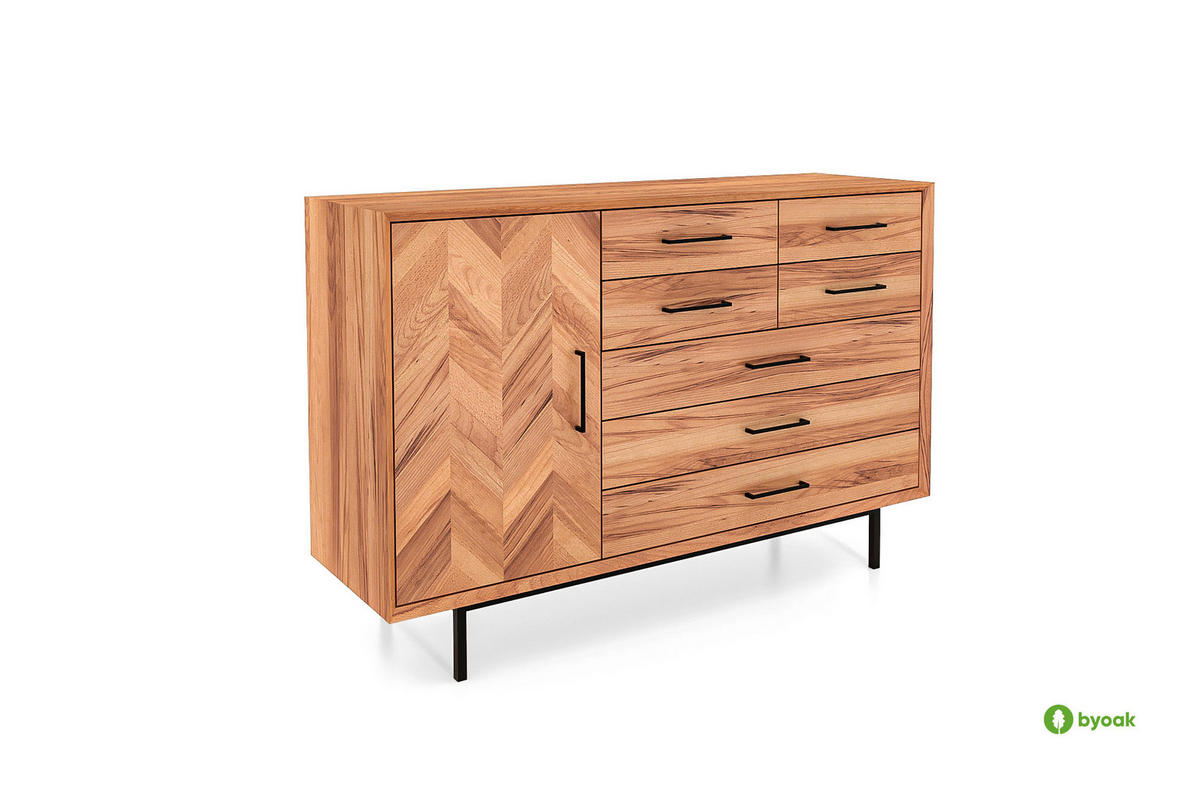 KOMMODE BREIT LEON Kernbuche - Kernbuche, Holz (144/95/45cm) - byoak