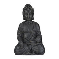 BUDDHA Figur - Anthrazit, Kunststoff (24/40/15cm) - Relaxdays