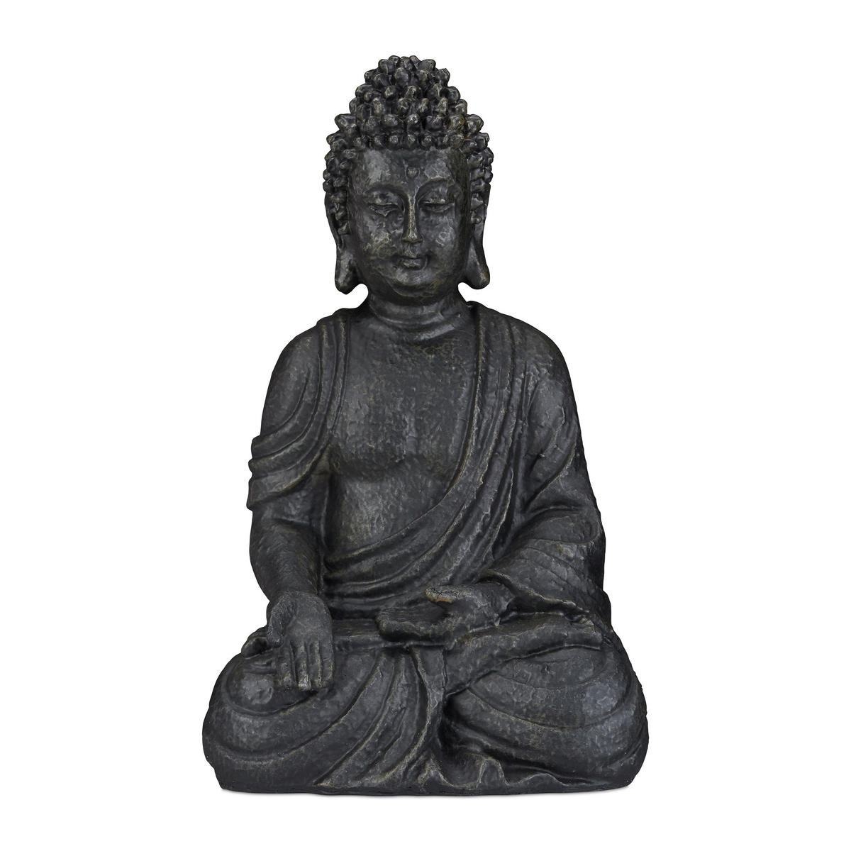 BUDDHA Figur - Anthrazit, Kunststoff (24/40/15cm) - Relaxdays