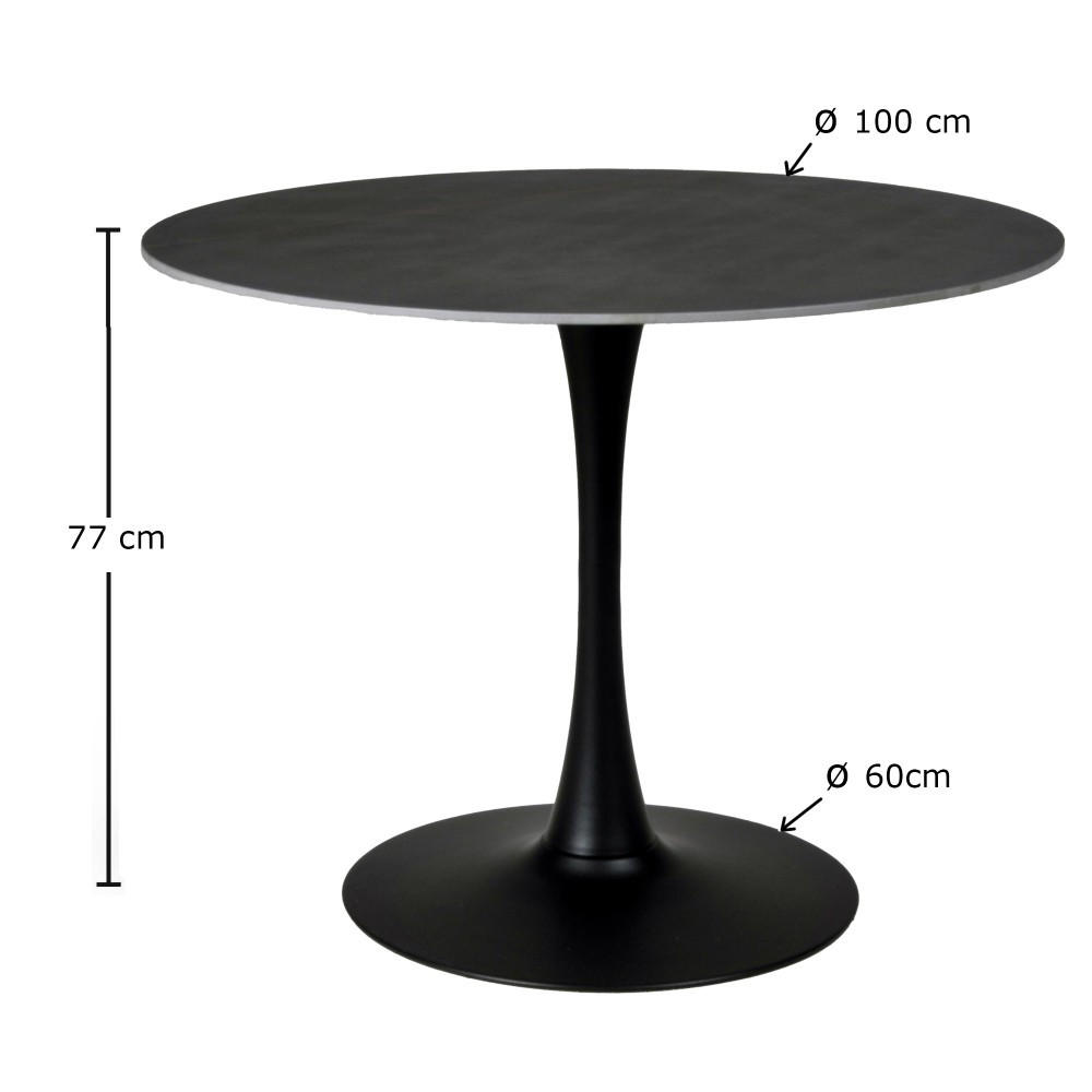 ESSTISCH aus Kunstein/ 4-5 Personen, D.100 cm, schwarz - Schwarz, Stein (100/100/77cm) - Weber Industries