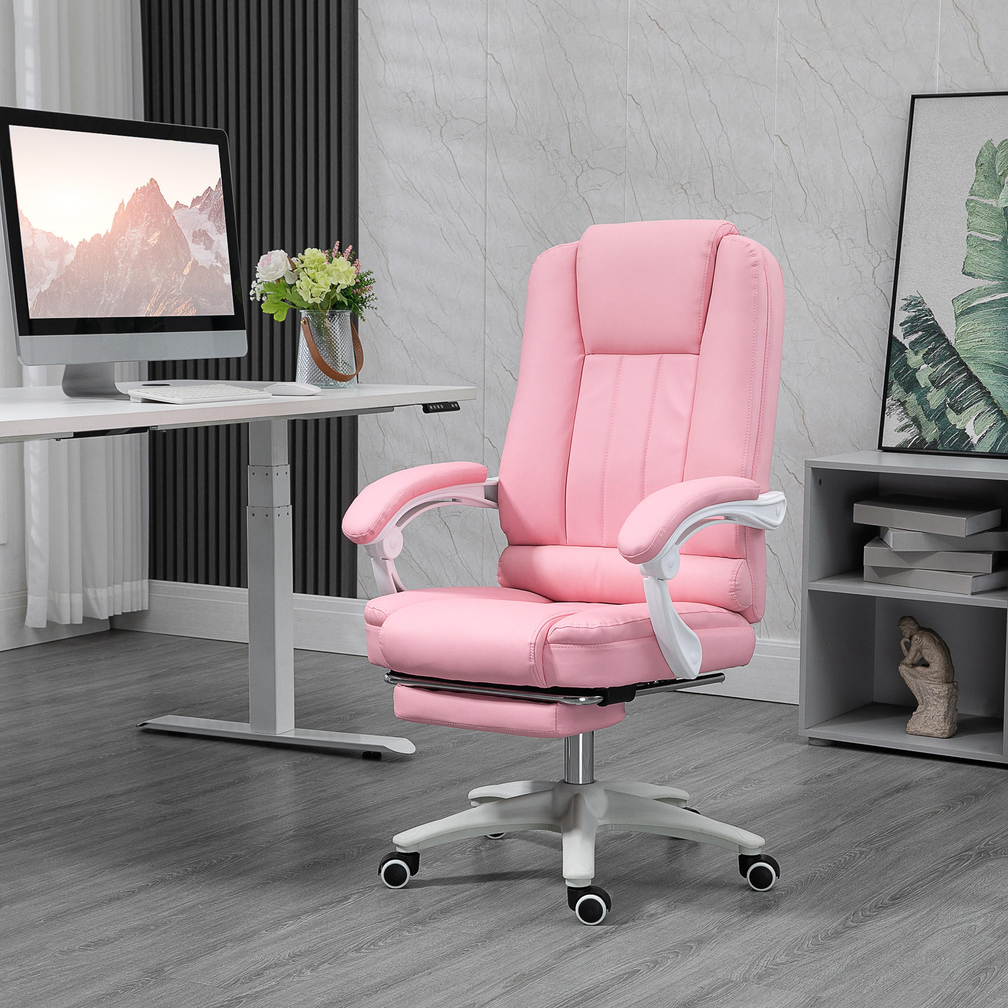 CHEFSESSEL, Bürostuhl, Kunstleder, Rosa - Rosa, Leder (68/116/65cm) - Vinsetto
