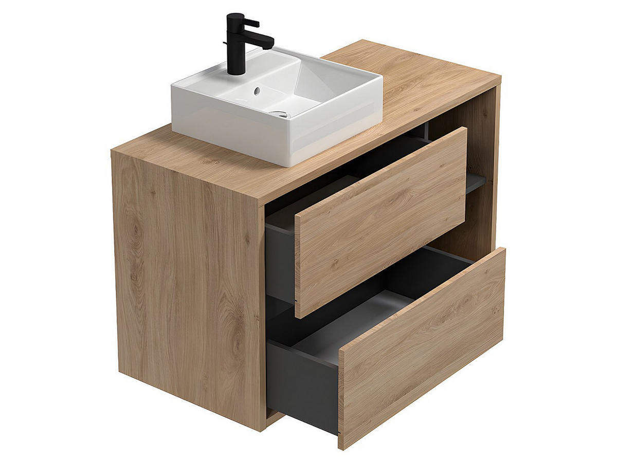 EINZELWASCHTISCH - 100 cm x 45.5 cm - Holz, Platte - Naturfarben Hell - PURNAL - Naturfarben, Holz (100/60/45.5cm) - Vente-Unique