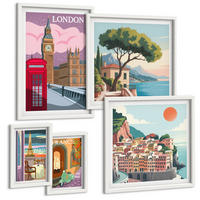 BILDER SET 5er Set - 50x50 cm & 20x30 cm & 40x60 cm Weißer Rahmen - Obstposter Zitronen Orangen - Weiß, Kunststoff (40/60cm) - TULUP