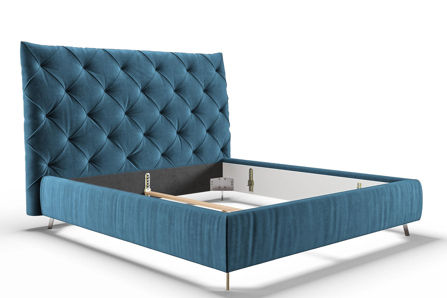 POLSTERBETT ANNY Petrol Massivholz - Petrol, Textil (200/200cm) - KAWOLA