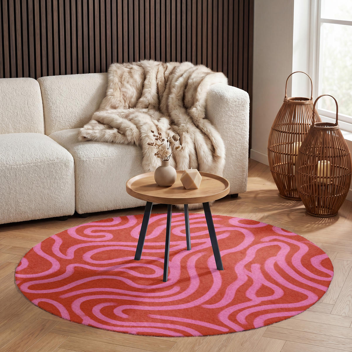 TEPPICH - Rosa - 120x120 cm - Rot, Kunststoff/Textil (120/0.4cm) - OnlyWow