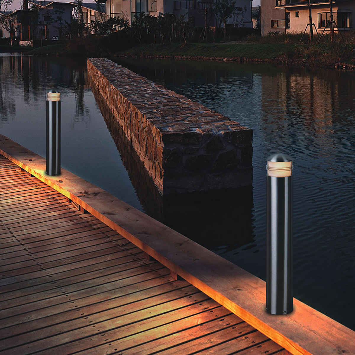 WEGELEUCHTE Edelstahl Silber Opal - Silberfarben, Metall (10.2/10.2/60cm)