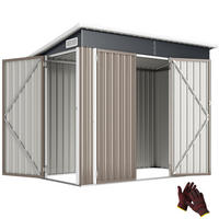 GARTENHAUS, dreifach abschließbaren Türen, Schrägdach und Belüftung 234 x 132 x 185 cm ,grau - Hellgrau, Metall (132/185/234cm) - Vallsero