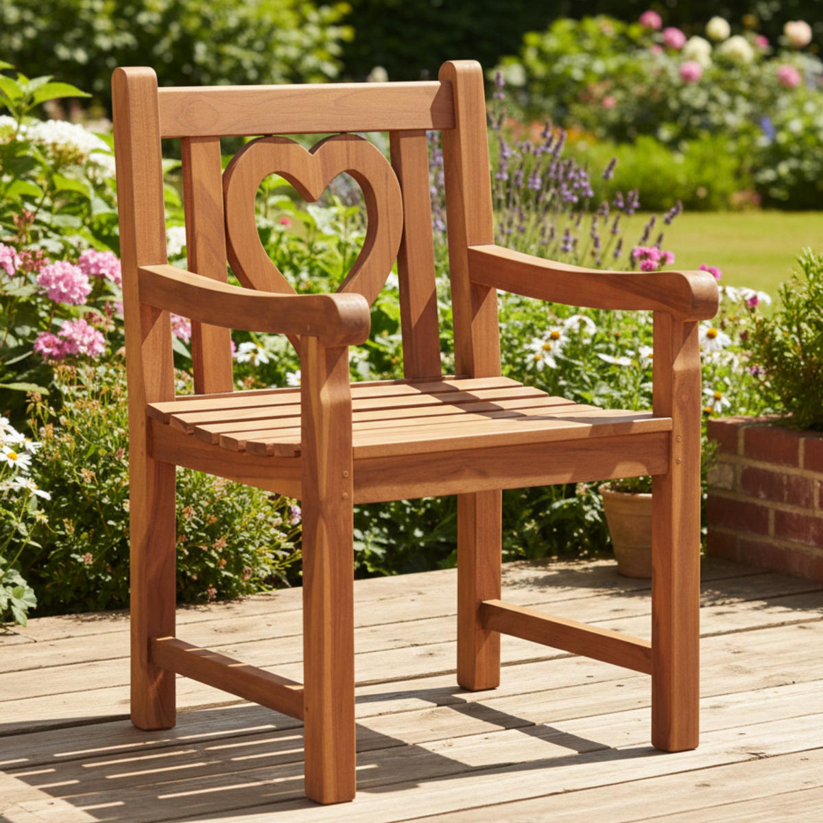 GARTENSTUHL Herz - Braun, Naturmaterialien/Metall (60/91/60cm) - Mr. Deko